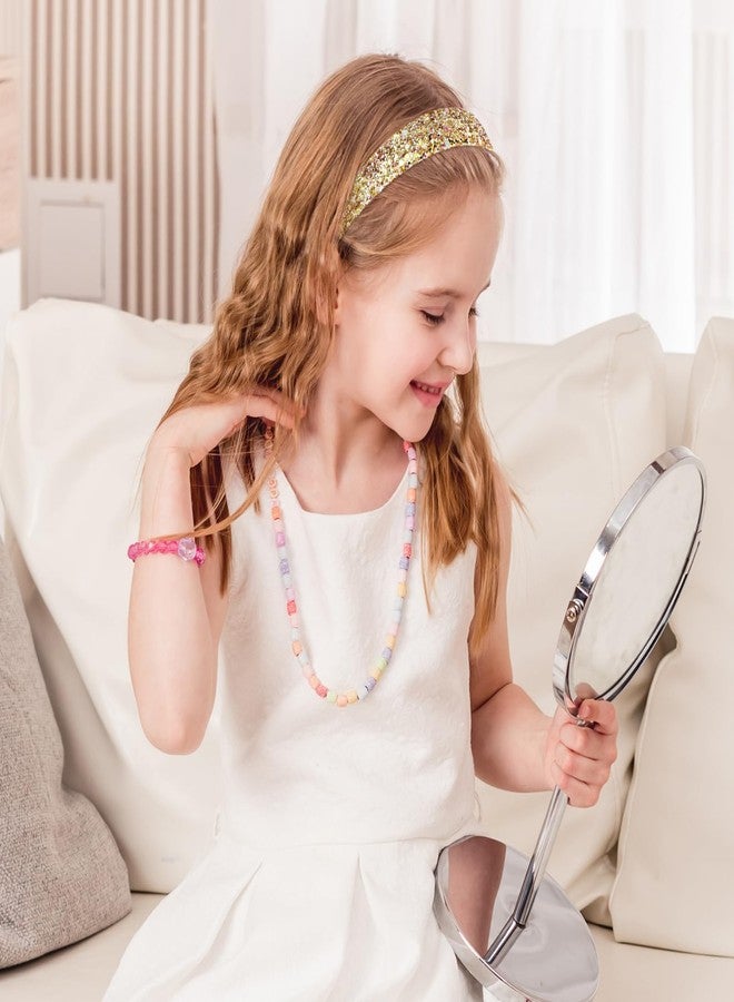 COMNICO 2 PCS Glitter Headbands for Girls, Cute Sparkly Wide Thick Head Bands Bling Non Slip Hairband Rainbow Sequin Little Girl Hair Accessories for Children Kids Women(White+Gold) - Image 4